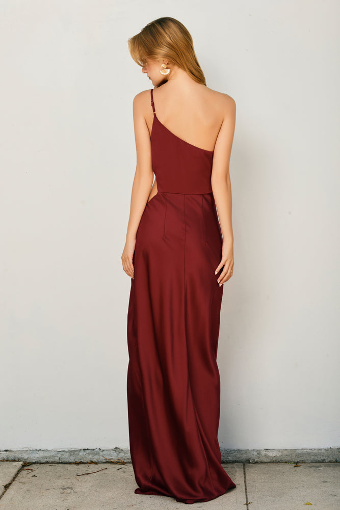 Satin Ruched Maxi Dress