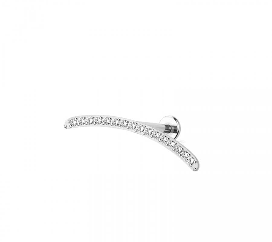 CURVED BAR CZ LINE PUSH IN TOP 316L SURGICAL STEEL LABRET