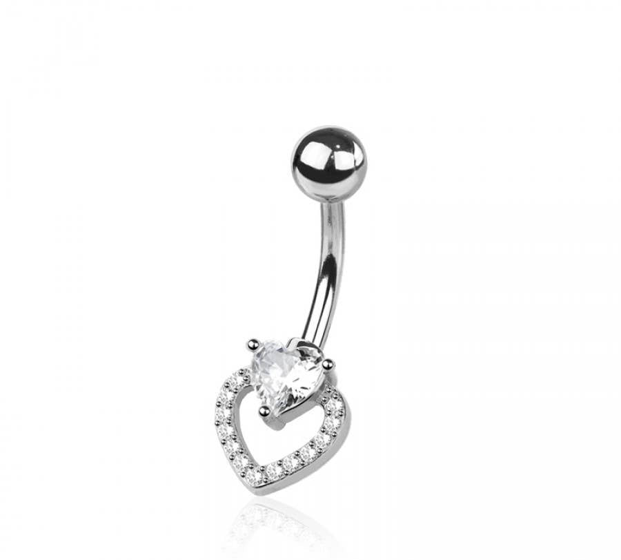 HEART 316L SURGICAL STEEL NAVEL BELLY RING