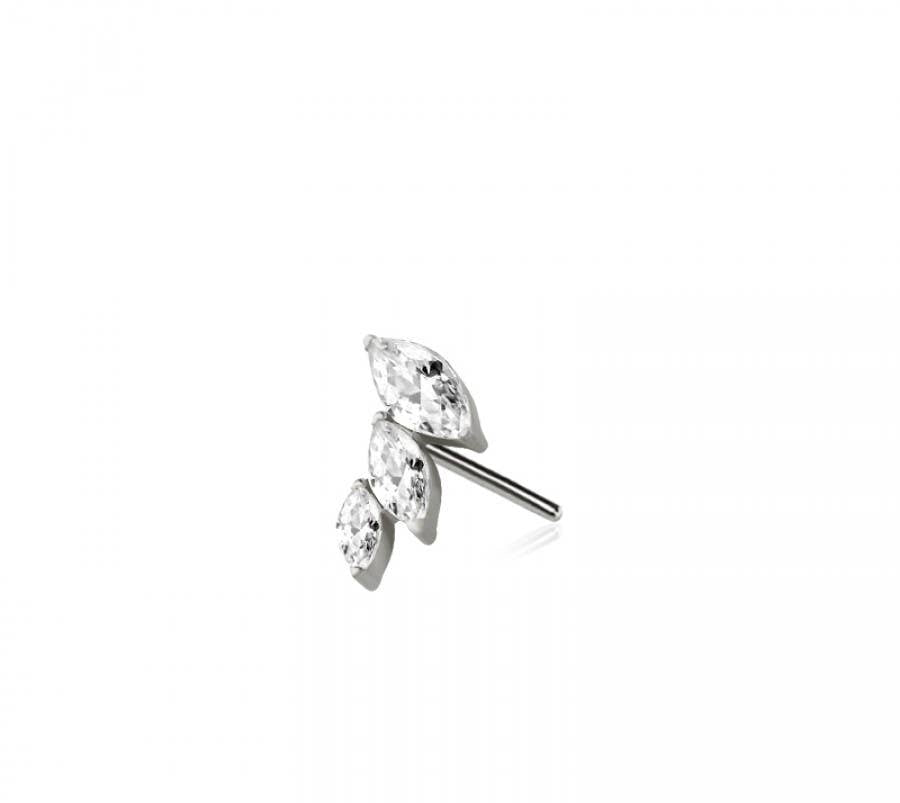 316L SURGICAL STEEL THREADLESS PUSH IN CZ MARQUISE FAN DROP