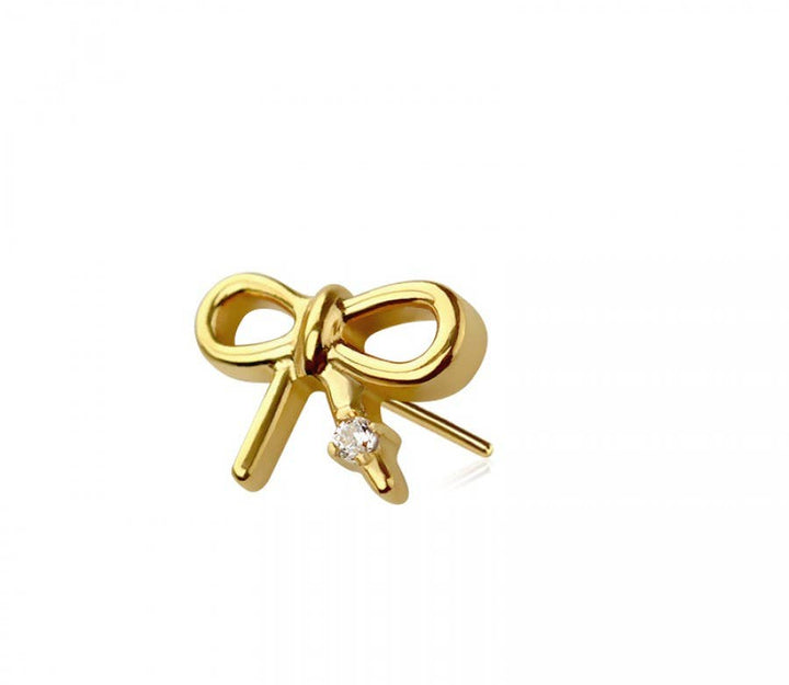 316L SURGICAL STEEL THREADLESS PUSH IN RIBBON CZ TOP PART