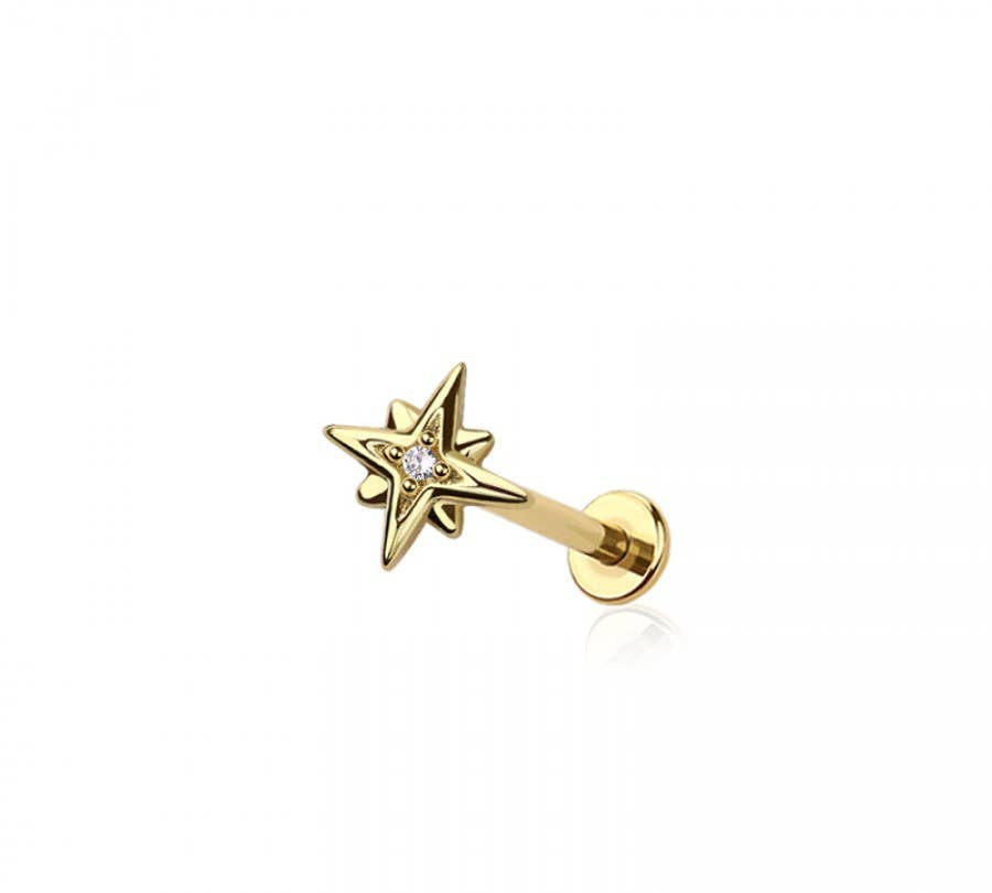 NORTH STAR DIAMOND EIGHTFOLD CZ PUSH IN TOP 316L SURGICAL