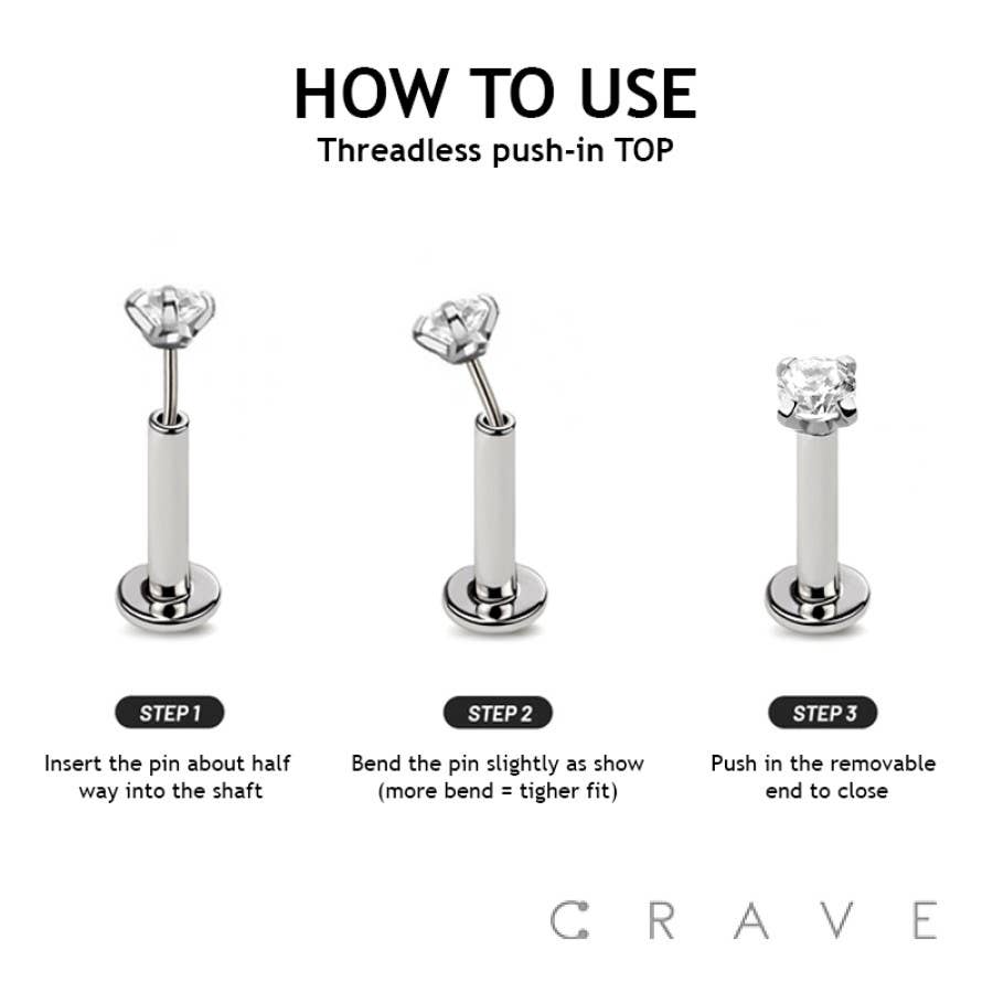 GOLD PLATED 316L SS THREADLESS PUSH IN LABRET FLAT