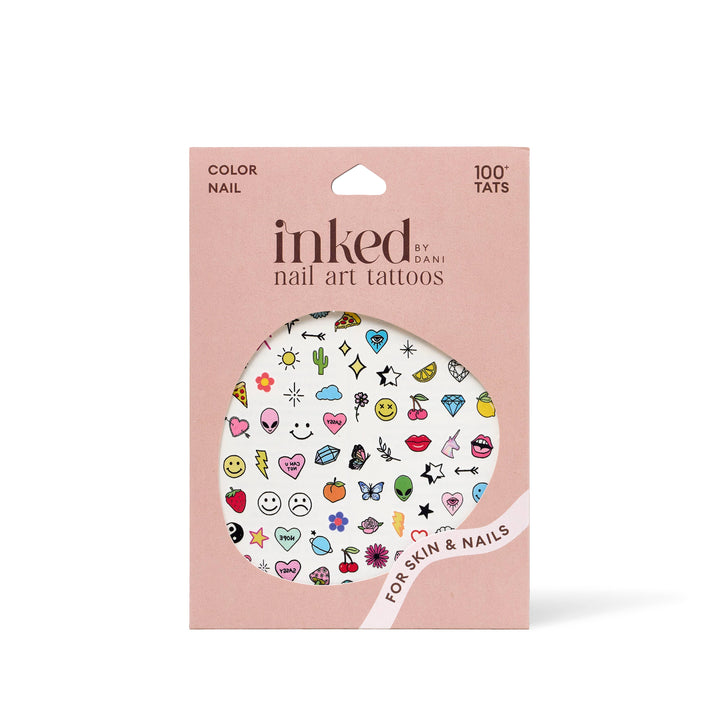 Color Nail Art Temporary Tattoo Pack