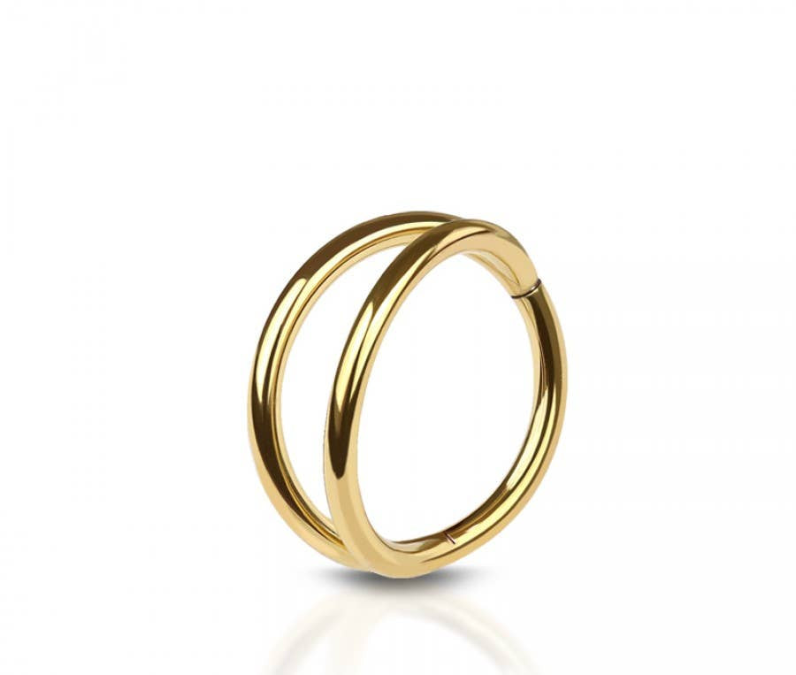 DOUBLE RING 316L SURGICAL STEEL HINGED SEGMENT HOOP RING