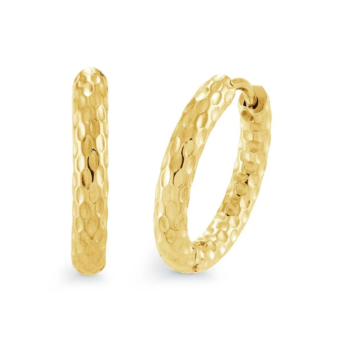 S.STEEL ETCHED 17.5MM-HOOP EARRINGS
