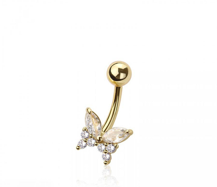 316L SURGICAL STEEL MULTI CZ BUTTERLFY BELLY BUTTON