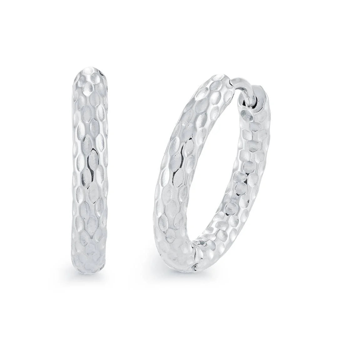 S.STEEL ETCHED 17.5MM-HOOP EARRINGS