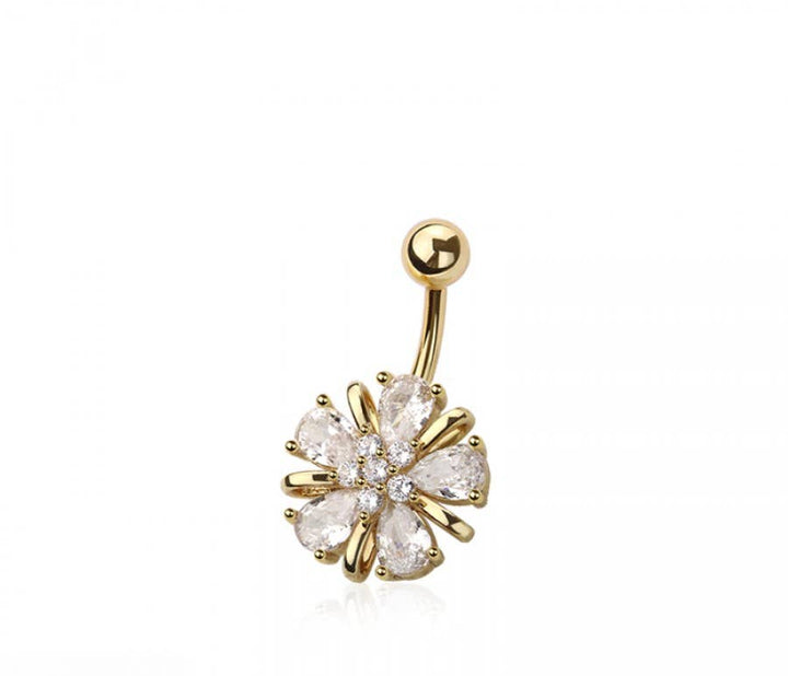 316L SURGICAL STEEL MULTI CZ FLOWER NON DANGLE BELLY BUTTON
