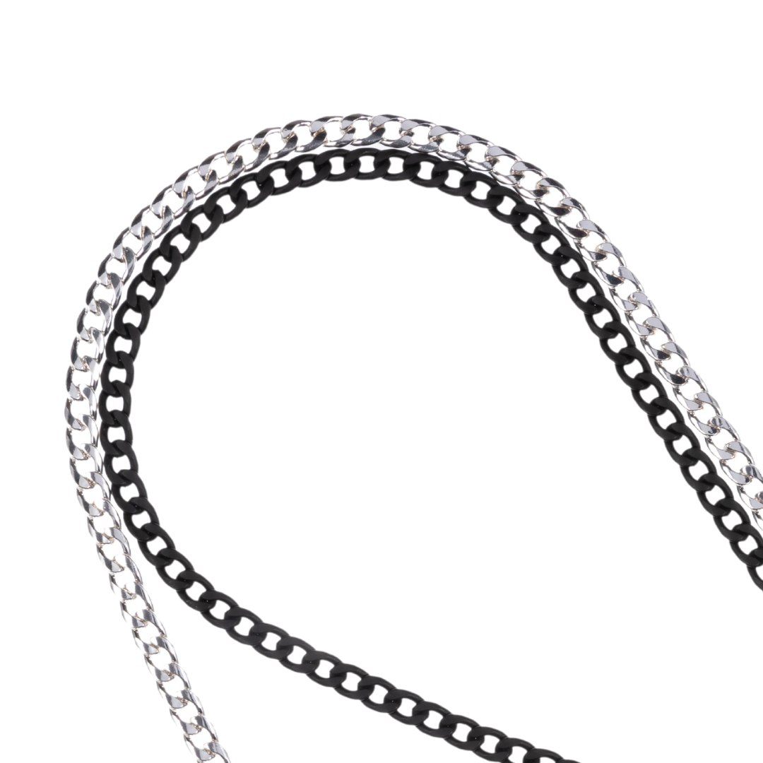 Two Tone Black N' Silver Crossbody Phone Chain