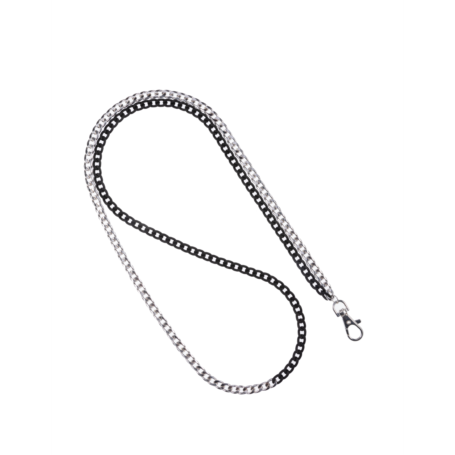 Two Tone Black N' Silver Crossbody Phone Chain