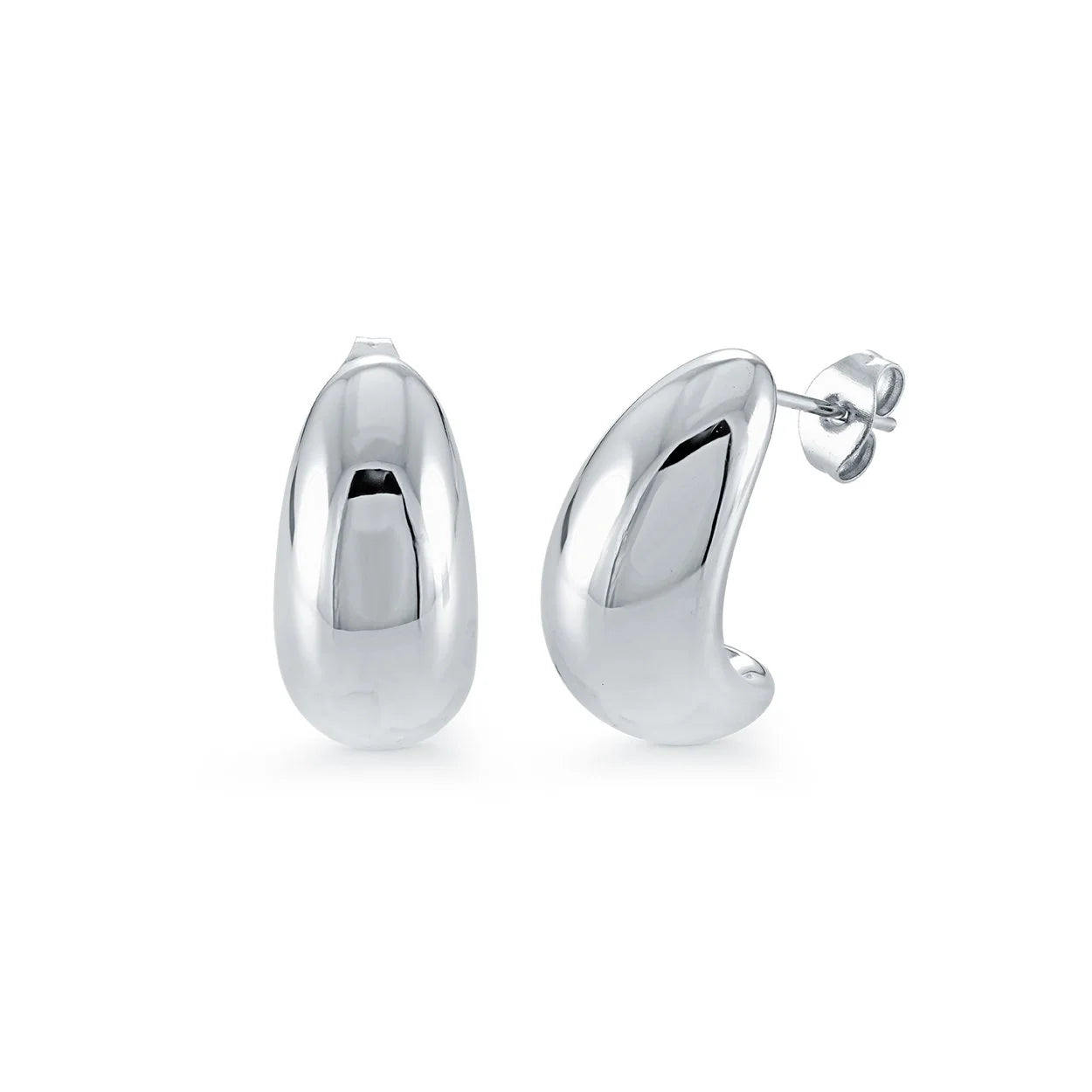 S.STEEL 20MM-DROP POINTED-PUFF STUD EARRINGS