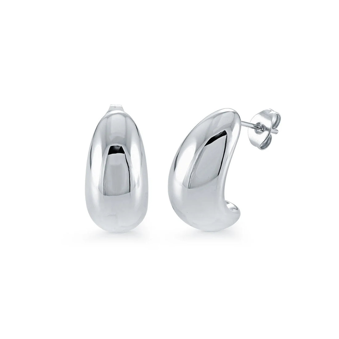 S.STEEL 20MM-DROP POINTED-PUFF STUD EARRINGS