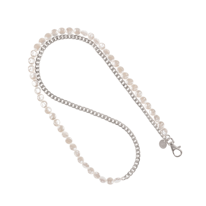 Matte Silver & Pearl Crossbody Chain