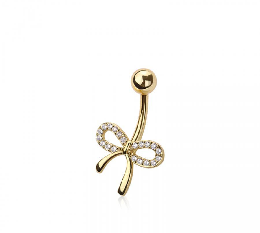 316L SURGICAL STEEL MULTI CZ RIBBON BELLY BUTTON NAVEL RING