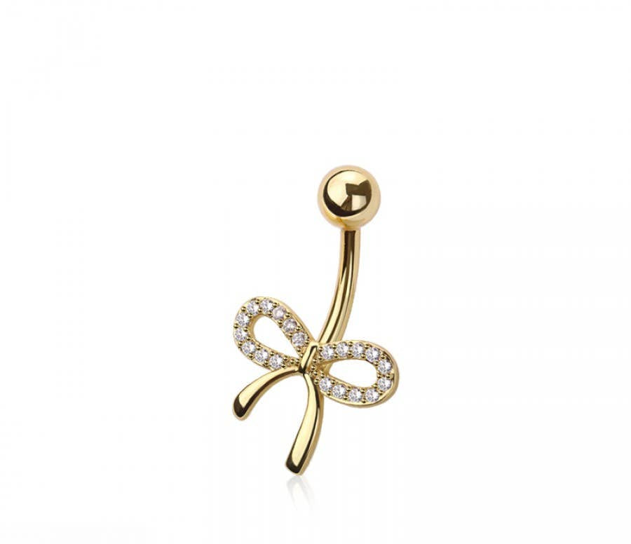316L SURGICAL STEEL MULTI CZ RIBBON BELLY BUTTON NAVEL RING