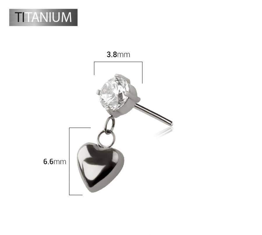 IMPLANT GRADE TITANIUM THREADLESS PUSH IN ROUND CZ HEART
