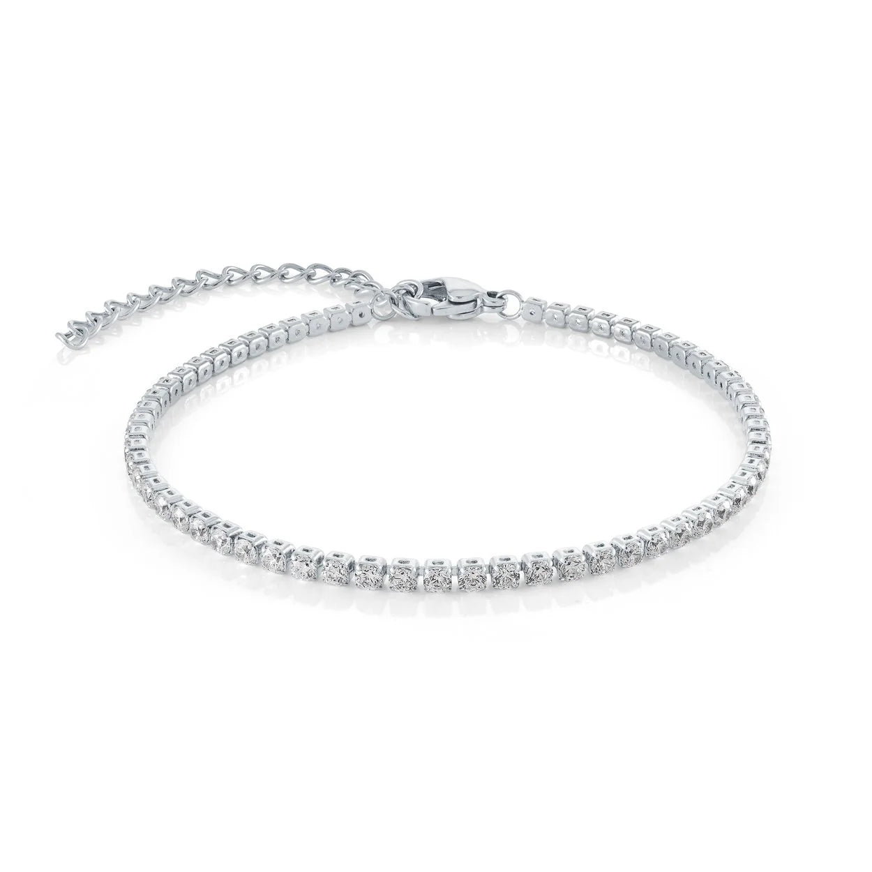 S.STEEL 2MM-WHITE-CZ 7+1"-TENNIS BRACELET