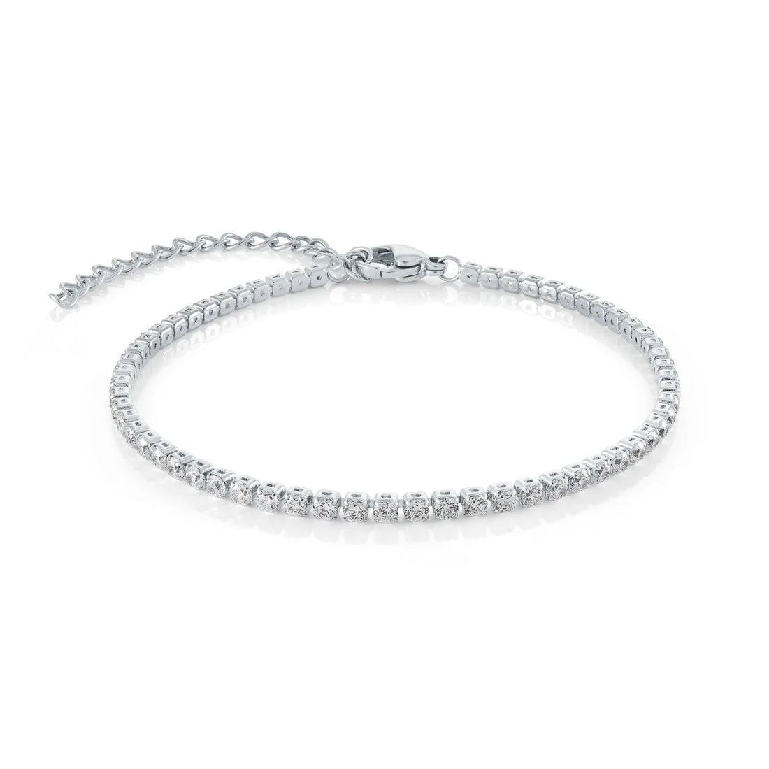 S.STEEL 2MM-WHITE-CZ 7+1"-TENNIS BRACELET