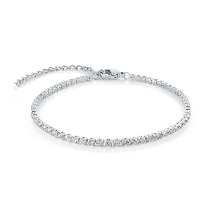 S.STEEL 2MM-WHITE-CZ 7+1"-TENNIS BRACELET