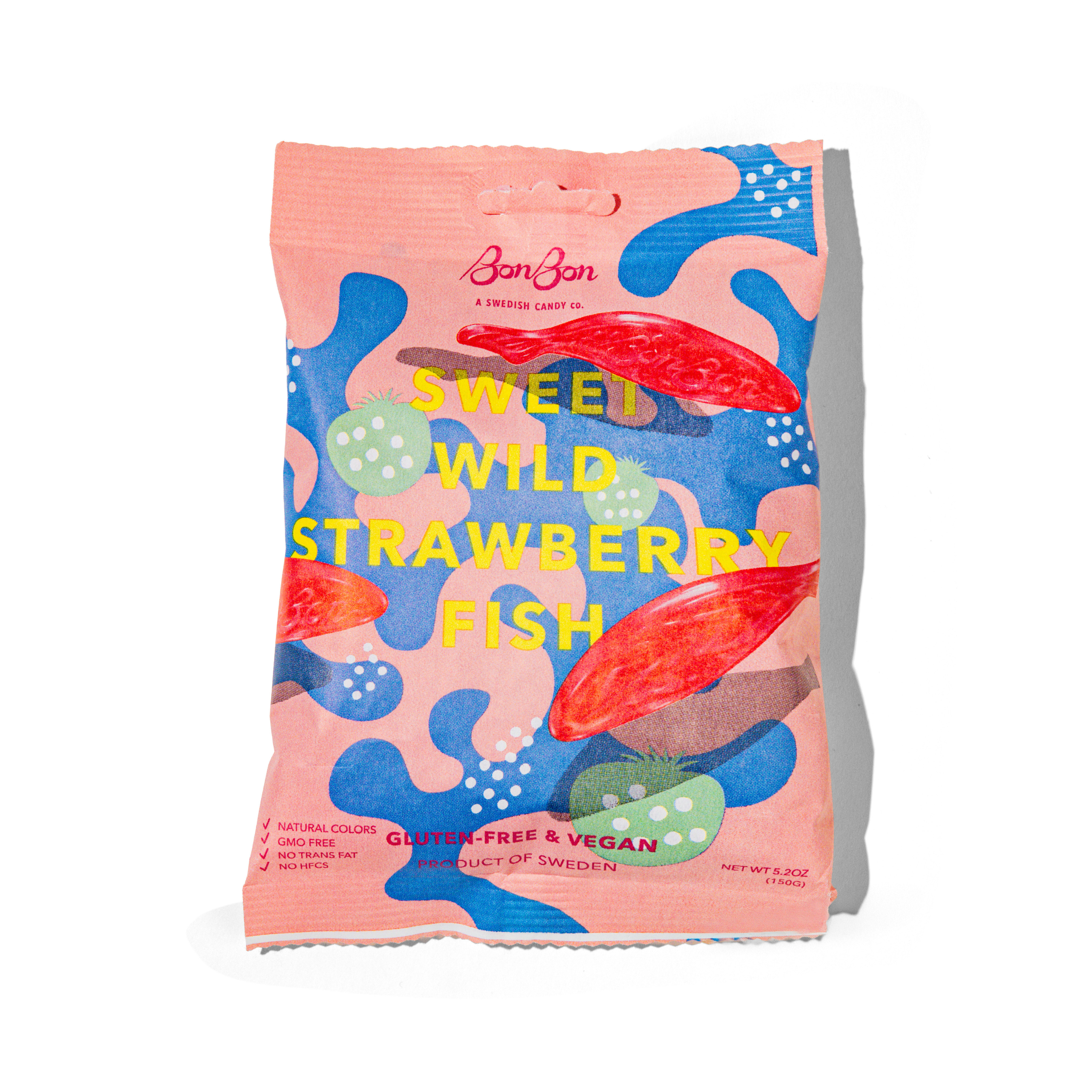 Sweet Wild Strawberry Fish - Swedish Candy 5.2oz