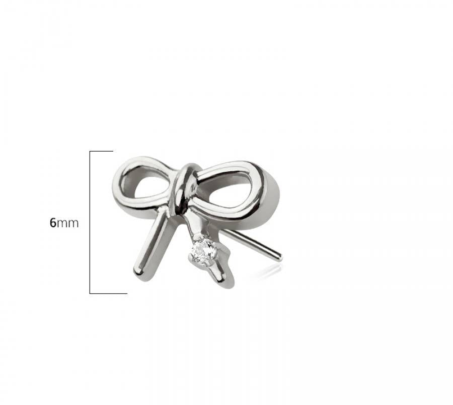 316L SURGICAL STEEL THREADLESS PUSH IN RIBBON CZ TOP PART