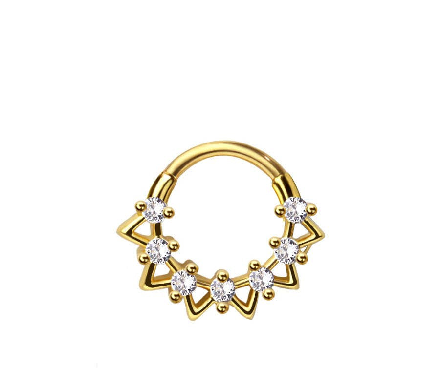 316L SURGICAL STEEL MULTI CZ HOLLOW HEART SEPTUM