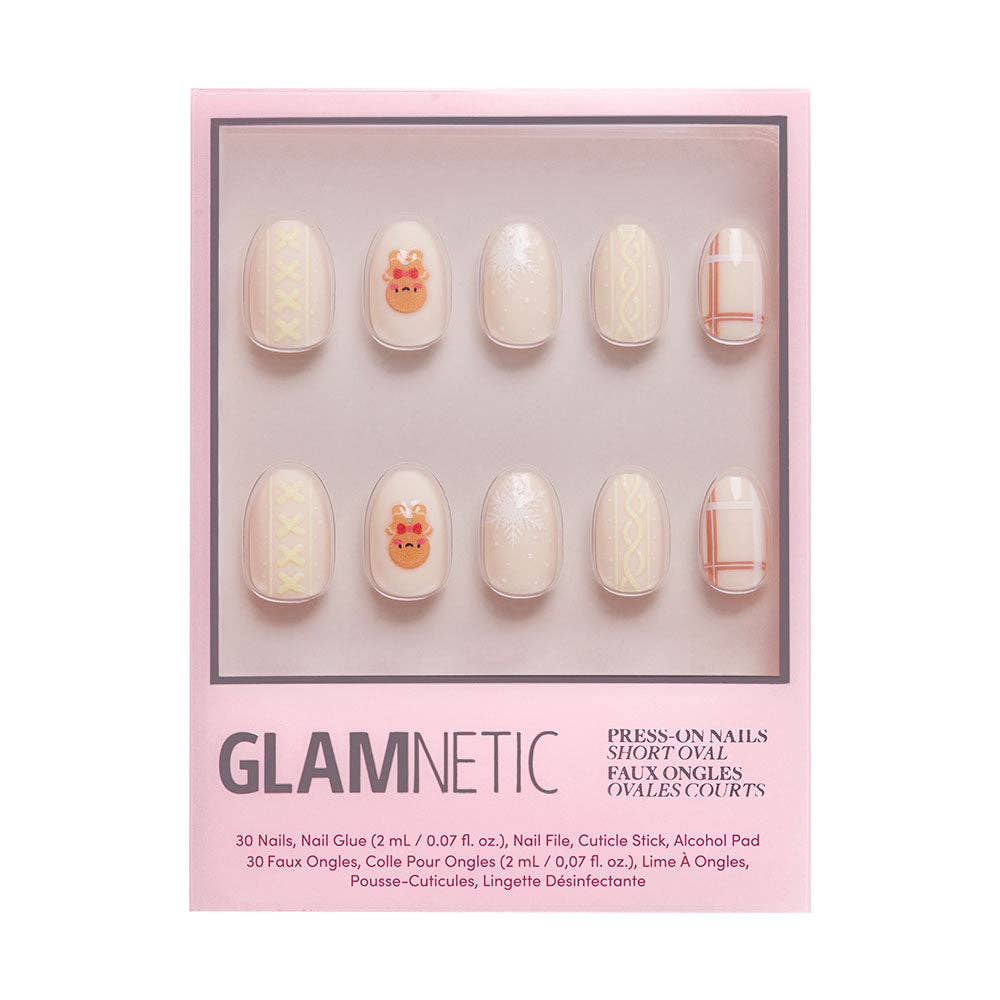 Gingerbread Knit Press-On Nails | Short Oval