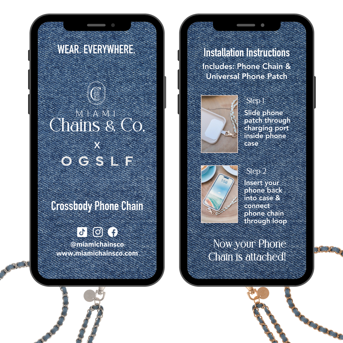 Denim Dream x Rose Gold Crossbody Phone Chain