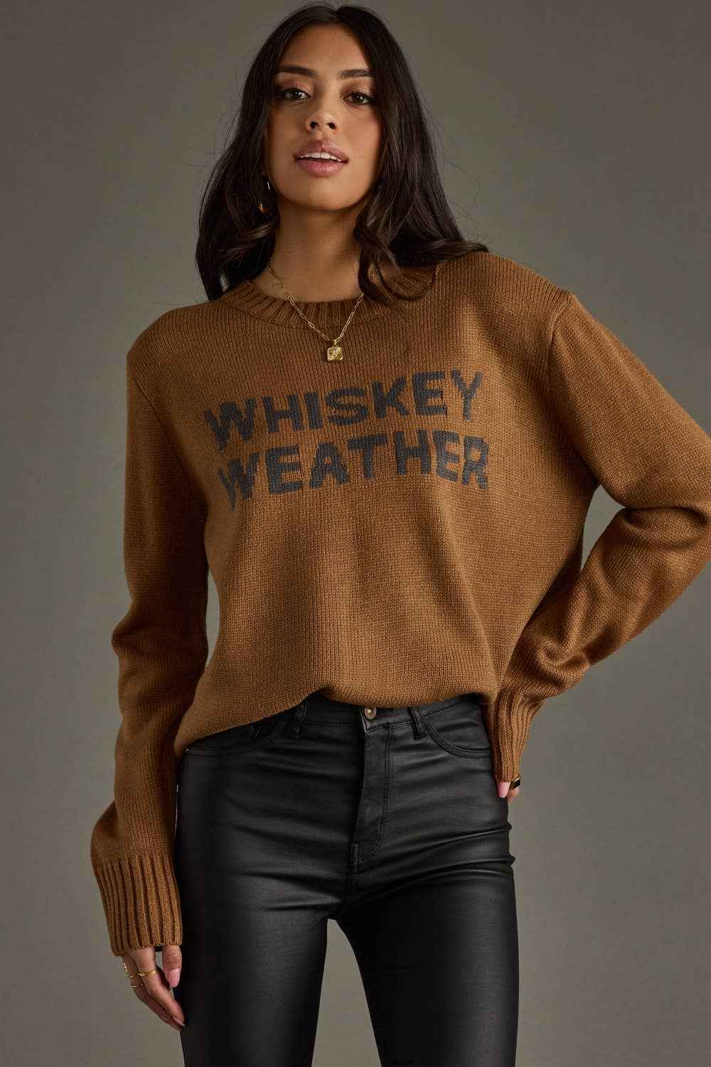 Brown & Gray Whiskey Weather Sweater