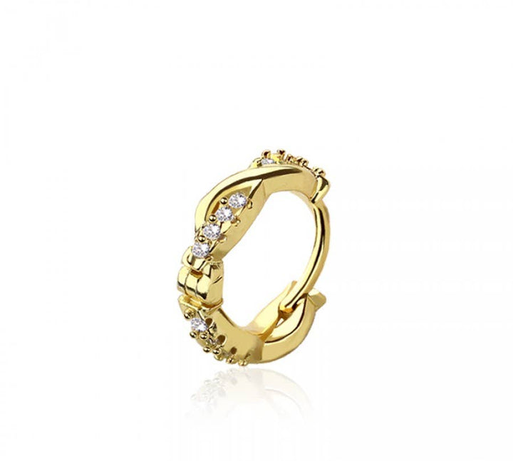 SWIRL GEM PAVED 316L SURGICAL STEEL HINGED SEGMENT HOOP RING
