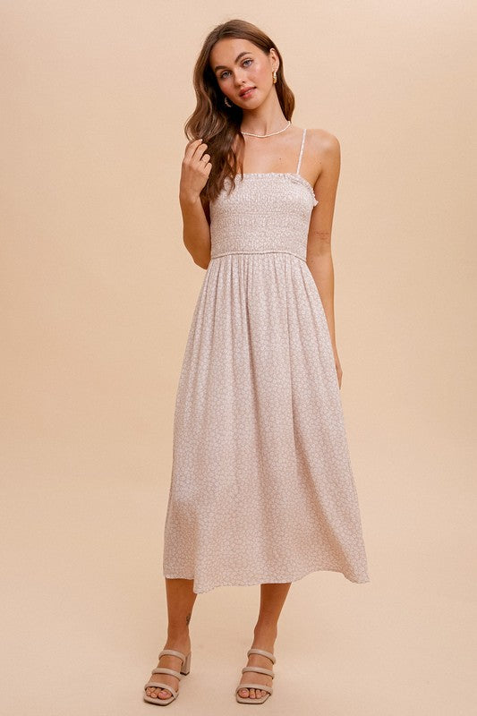 Ruffle Smocked Midi Dress