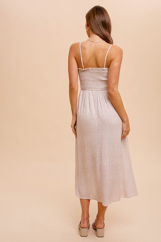 Ruffle Smocked Midi Dress