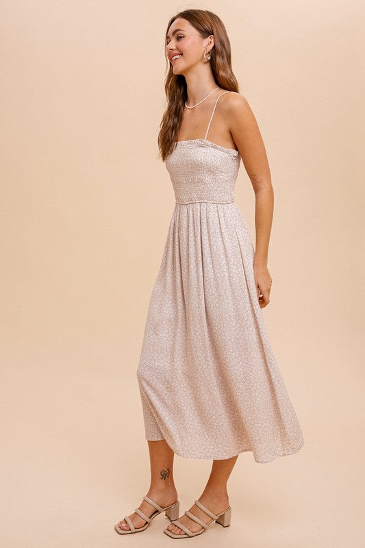 Ruffle Smocked Midi Dress