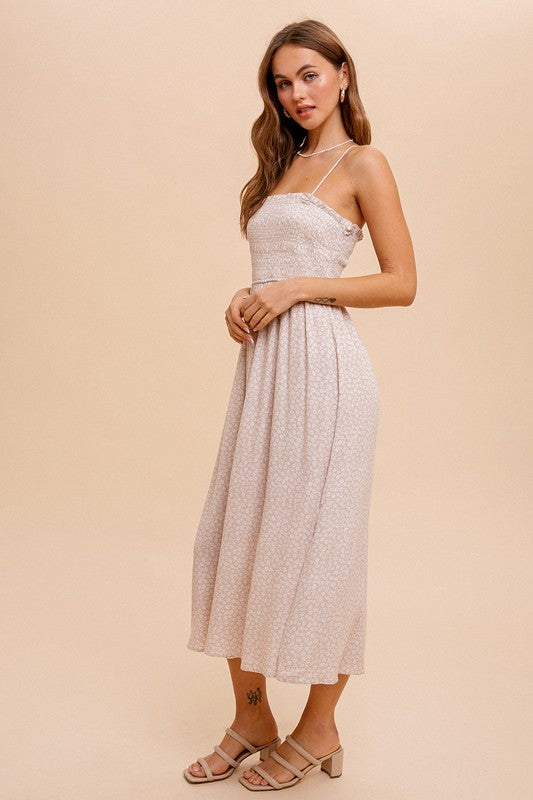 Ruffle Smocked Midi Dress