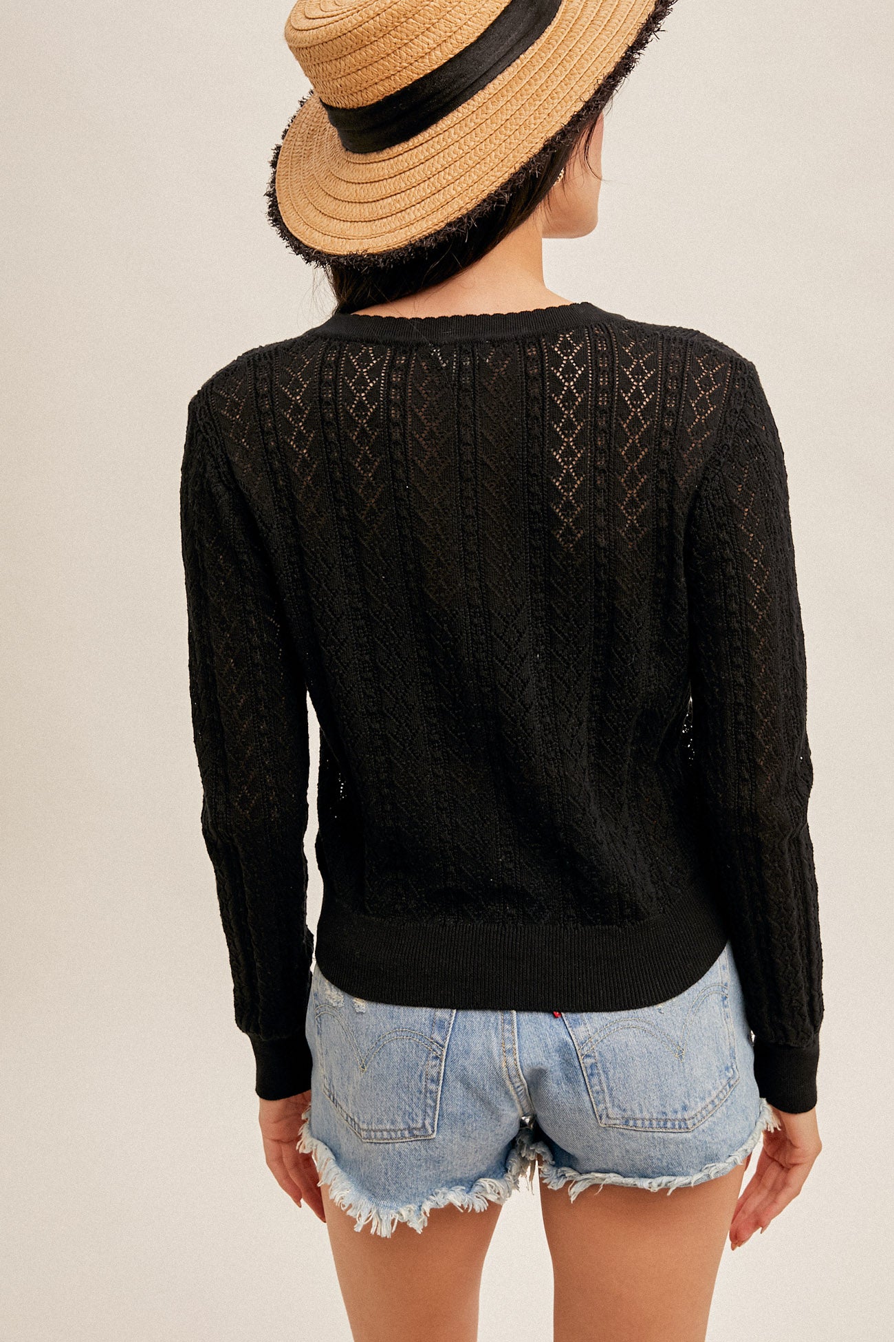 Pointelle Knit Cardigan