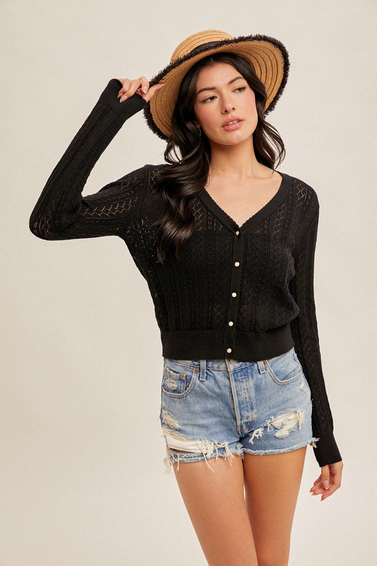 Pointelle Knit Cardigan