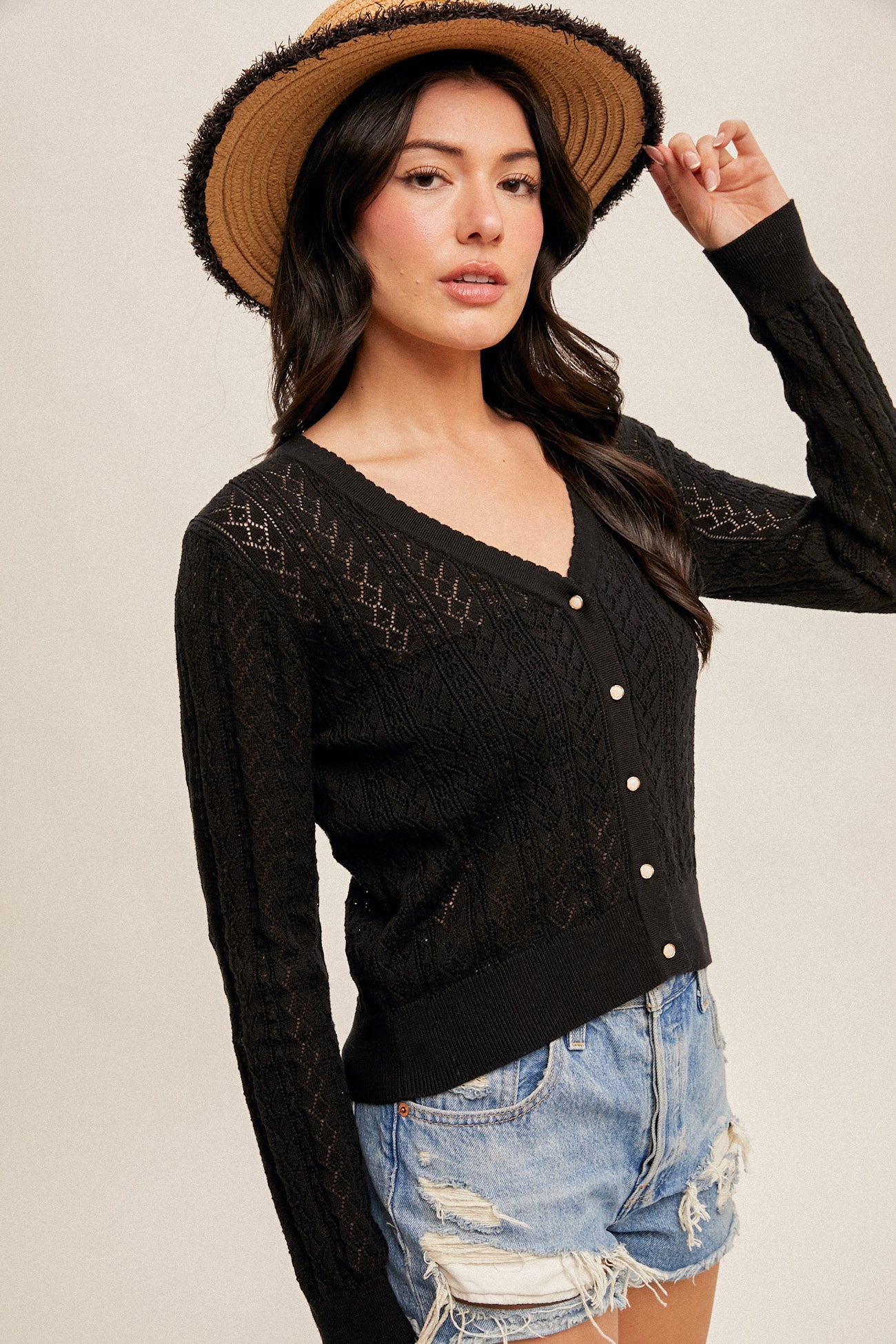 Pointelle Knit Cardigan