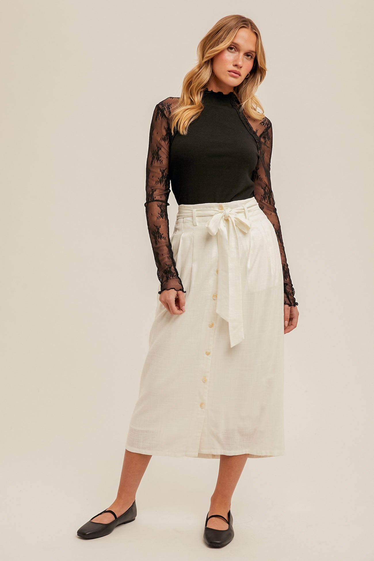 Button Down Linen Skirt