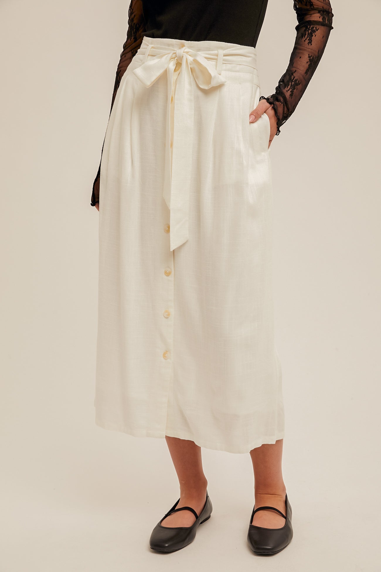 Button Down Linen Skirt