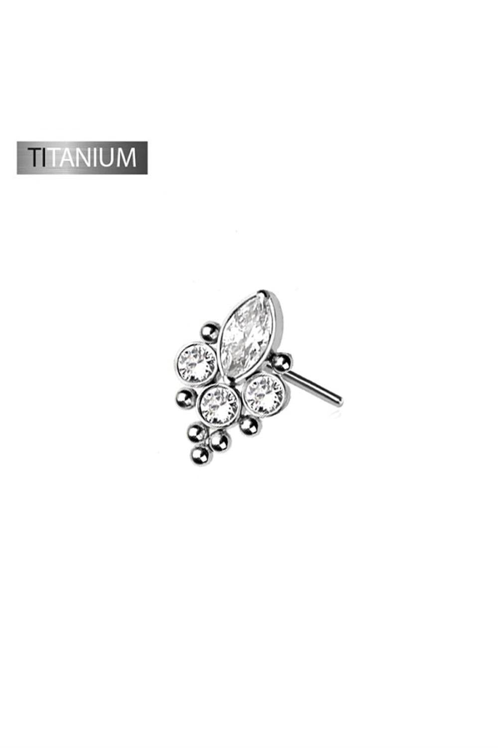 IMPLANT GRADE TITANIUM THREADLESS PUSH IN GEM SARAI PEAR