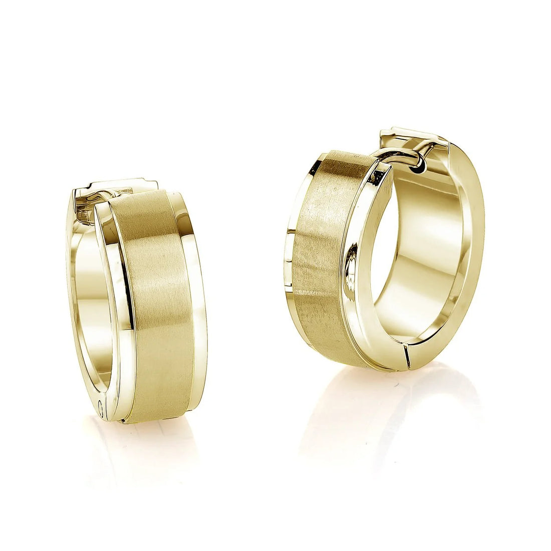 S.STEEL POLISHED CENTER-BRUSHED HUGGIE-EARRINGS