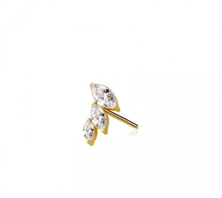 316L SURGICAL STEEL THREADLESS PUSH IN CZ MARQUISE FAN DROP