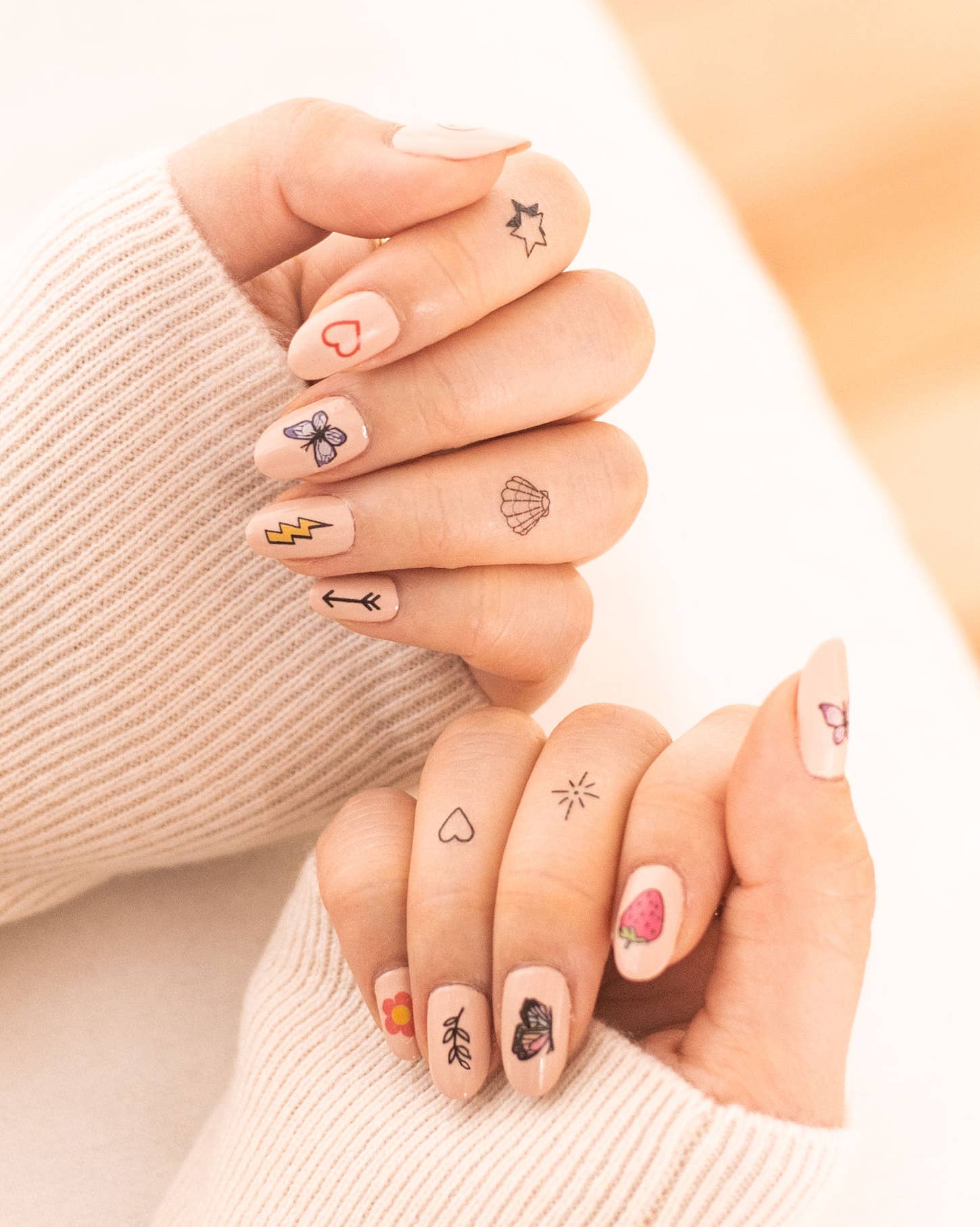 Color Nail Art Temporary Tattoo Pack