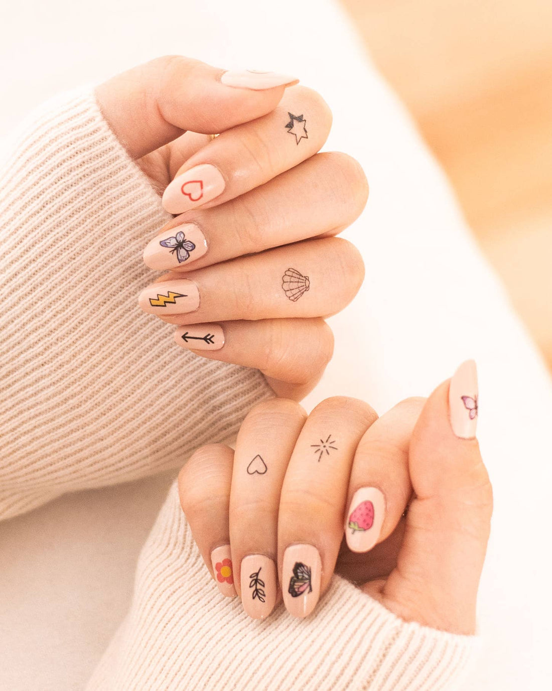 Color Nail Art Temporary Tattoo Pack