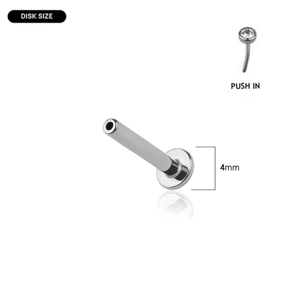 IMPLANT GRADE SOLID TITANIUM FLOWER CZ PUSH IN TOP LABRET