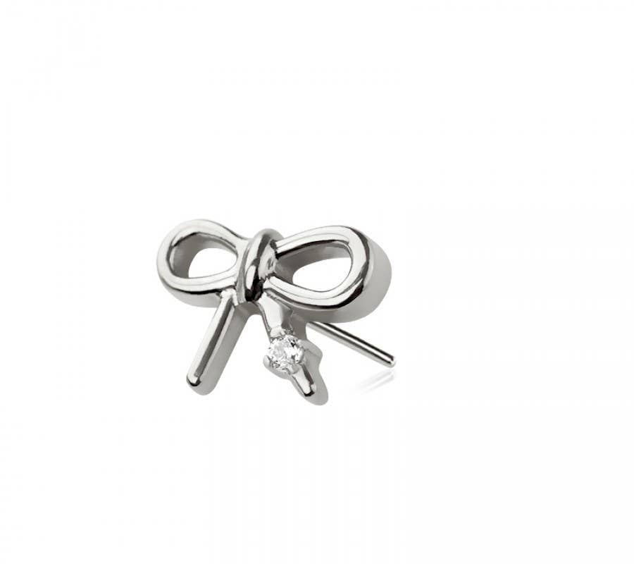 316L SURGICAL STEEL THREADLESS PUSH IN RIBBON CZ TOP PART