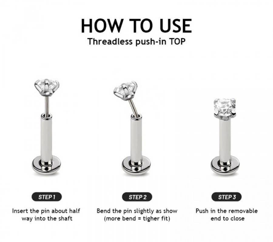 QUAD MICRO BEAD HEAD 316L SURGICAL STEEL THREADLESS PUSH IN