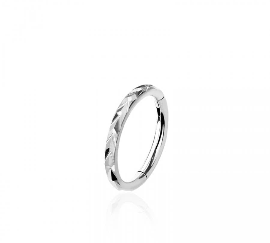 316L SURGICAL STEEL SWIRL LINES HINGED SEGMENT HOOP RING