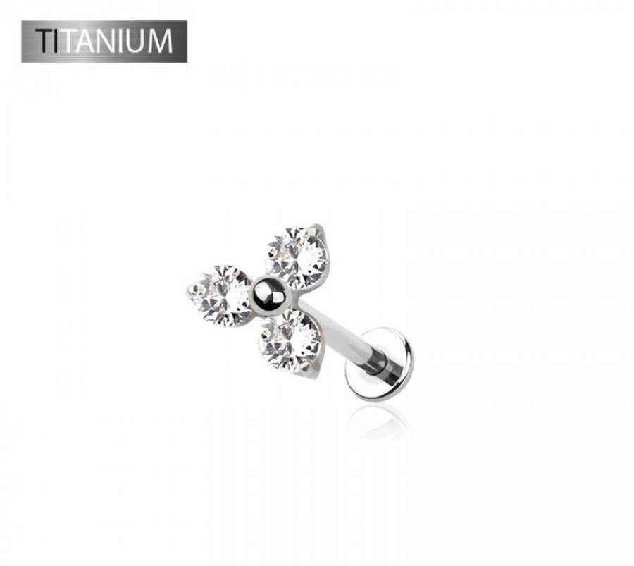 IMPLANT GRADE SOLID TITANIUM TRIPLE CZ PUSH IN TOP LABRET